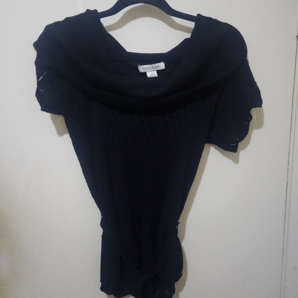 White House Black Market Fold Over Neck Sweater Black Size Small Final